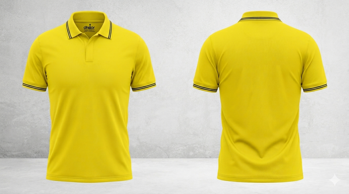 PK Mesh Fabrics - 160 GSM (Body Light Yellow-Collar Black)